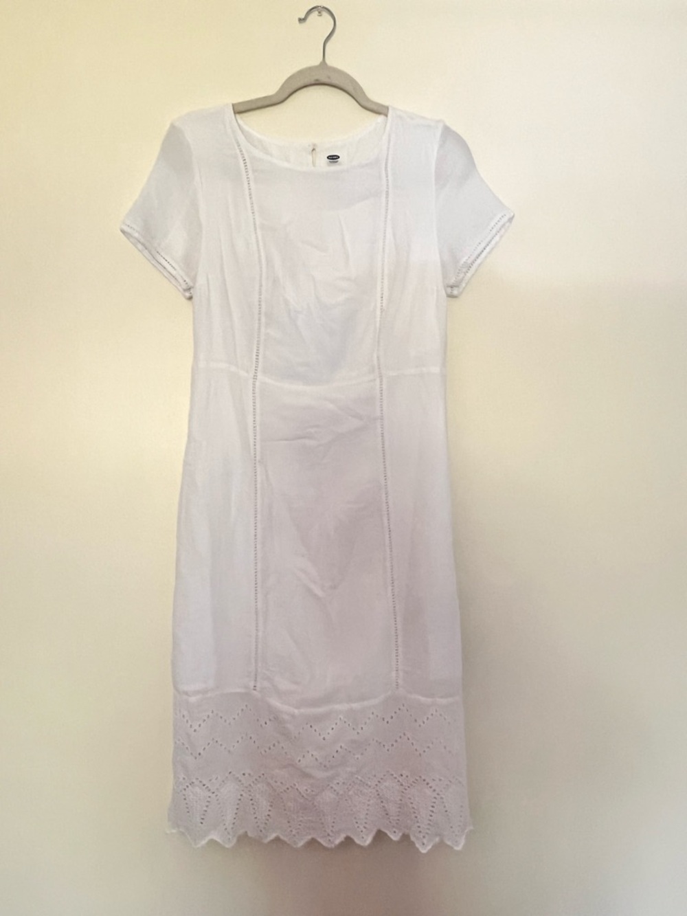 Old Navy White Short-Sleeve Eyelet Midi Dress 100% cotton